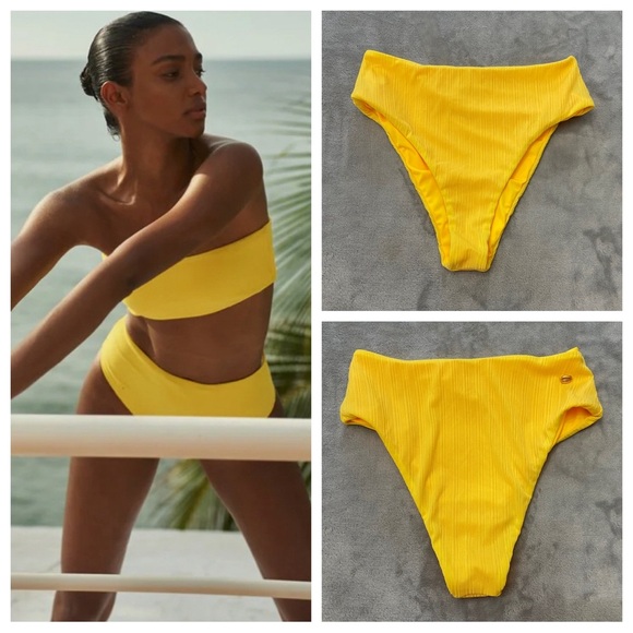 New! Baobab Gali bikini bottom popcorn yellow high waisted 24316 - Picture 1 of 10
